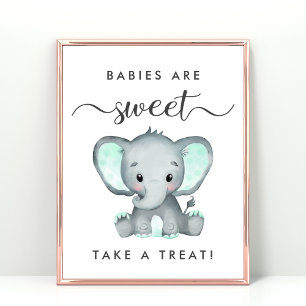 Schattigee Mint Groene Olifant Neem een Treat Baby Poster