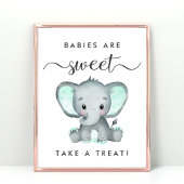Schattigee Mint Groene Olifant Neem een Treat Baby Poster