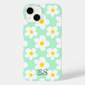 Schattigee mint groene retro madeliefjes op girly Case-Mate iPhone case (Achterkant)