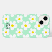 Schattigee mint groene retro madeliefjes op girly Case-Mate iPhone case (Achterkant (horizontaal))