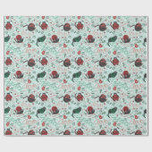 Schattigee Mint Kerstvrede en Love Yarn Katten Cadeaupapier (Vlak)