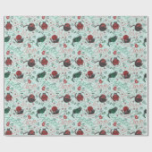 Schattigee Mint Kerstvrede en Love Yarn Katten Cadeaupapier (Vlak)