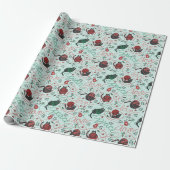 Schattigee Mint Kerstvrede en Love Yarn Katten Cadeaupapier (Uitgerold)