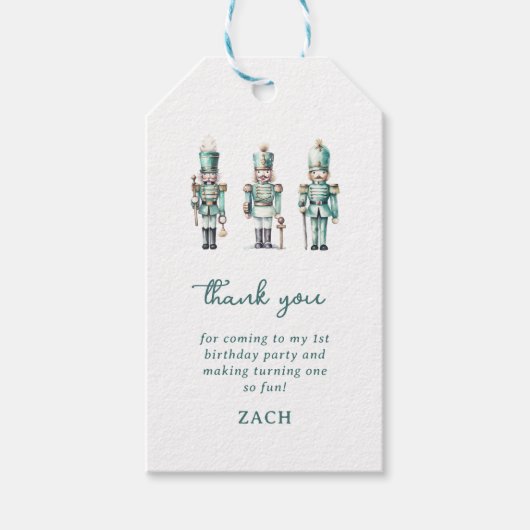 Schattigee Mint Notenkraker 1e Verjaardag Dank u w Cadeaulabel (Voorkant)