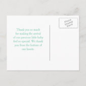 Schattigee Mint paraplu en boog Baby shower Dank u Aankondigingskaart (Achterkant)