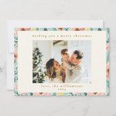 Schattigee Mint Sage Blush Roze Bloemen Kerstmis F Feestdagenkaart (Voorkant)