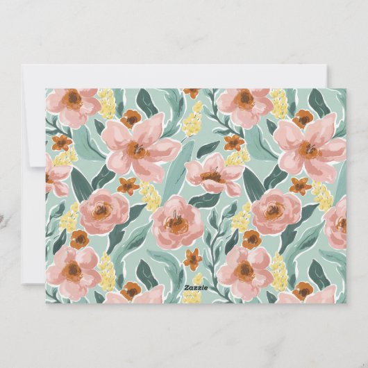 Schattigee Mint Sage Blush Roze Bloemen Kerstmis F Feestdagenkaart (Achterkant)