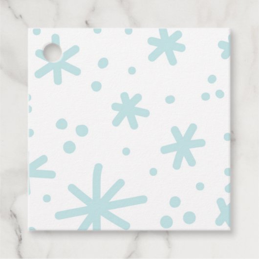 Schattigee Mint Snowy Snowflake Stars Bedankjes Labels (Voorkant)