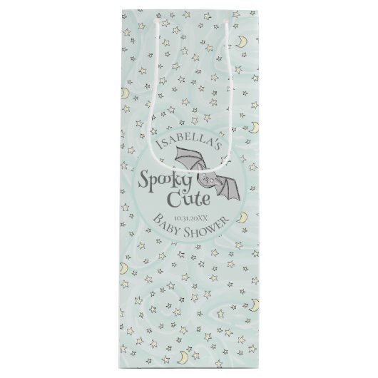 Schattigee Mint Spooky Schattige Oktober Baby show Wijn Cadeautas (Voorkant)