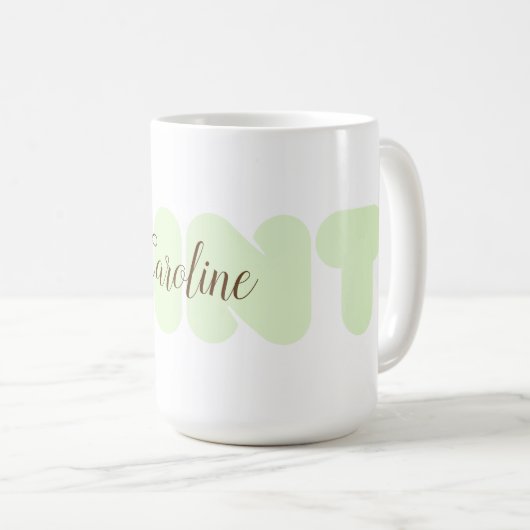 Schattigee Mint Typografie Voeg naam Tekst Mok (Voorkant rechts)