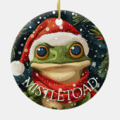Schattigee Mistletoad Kerstkikker in Santa Hat Keramisch Ornament (Achterkant)
