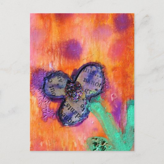 Schattigee Mixed Media Flower Collage Briefkaart (Voorkant)