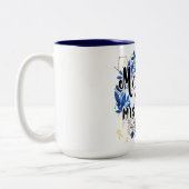 Schattigee Mocha en Mischief Quote Tweekleurige Koffiemok (Links)