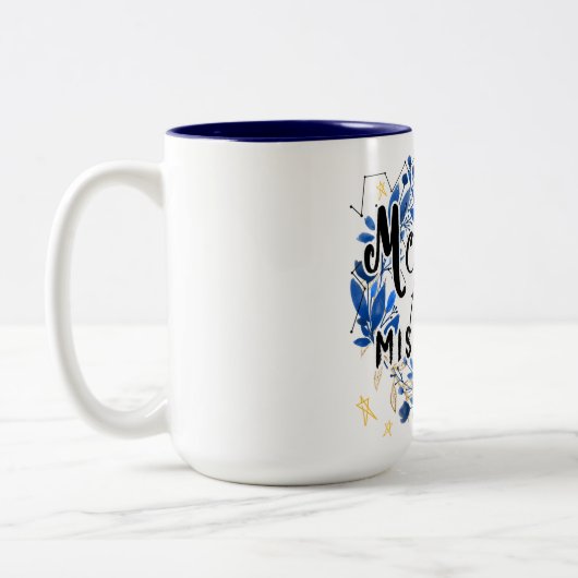 Schattigee Mocha en Mischief Quote Tweekleurige Koffiemok (Links)