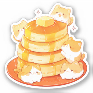 Schattigee Mochi Cats & Japanese Fluffy Pancake St Sticker