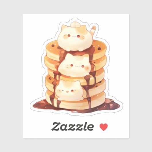 Schattigee Mochi Katten en Chocolade Pannenkoek St Sticker (Vel)
