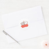 Schattigee Mochi Peach Cat, Gift Valentijnsdag Ronde Sticker (Envelop)