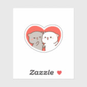 Schattigee Mochi Peach Cat, Happy Valentijnsdag Sticker (Vel)