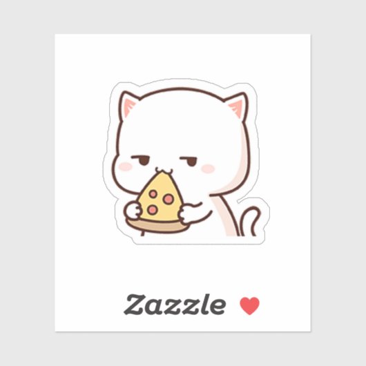 Schattigee Mochi Perzik Kat Loves Cake Sticker (Vel)
