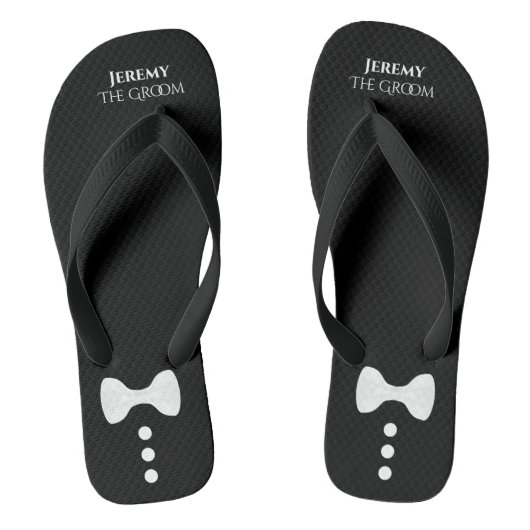 Schattigee Mock Tuxedo Stropdas De Bruidegom Black Teenslippers (Voetbed)
