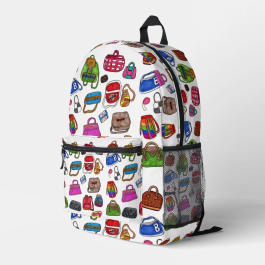 Schattigee Mode Geïllustreerde portemonnee Patroon Bedrukte Rugzak (Achterkant Hoek Rechts)