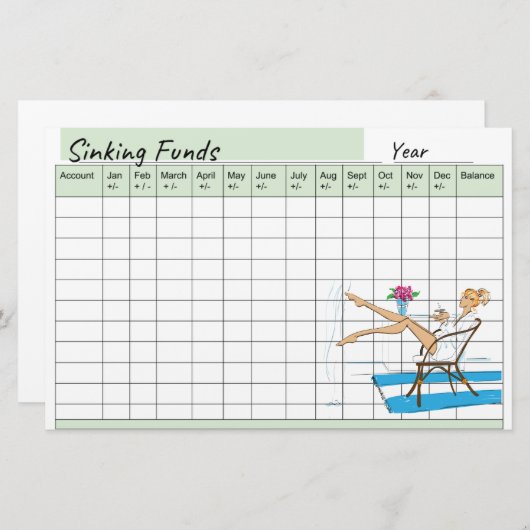 Schattigee Mode Sinking Fund Planner Spreadsheet Briefpapier (Voorkant / Achterkant)