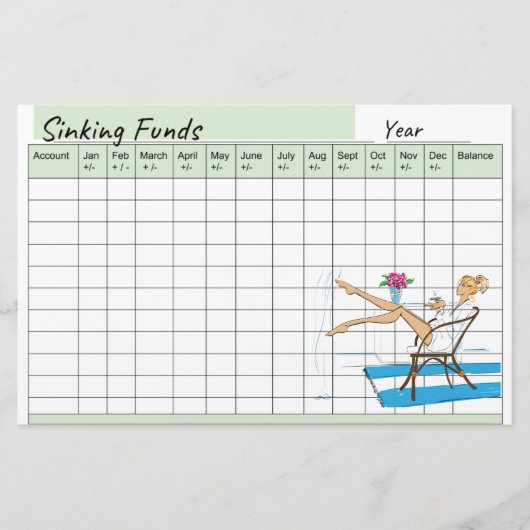 Schattigee Mode Sinking Fund Planner Spreadsheet Briefpapier (Voorkant)