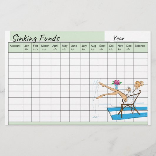 Schattigee Mode Sinking Fund Planner Spreadsheet Briefpapier (Voorkant)