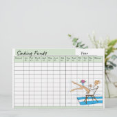 Schattigee Mode Sinking Fund Planner Spreadsheet Briefpapier (Staand voorkant)