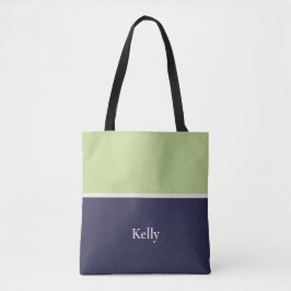 Schattigee Modern Blauw Groen Monogram Naam Tote Bag