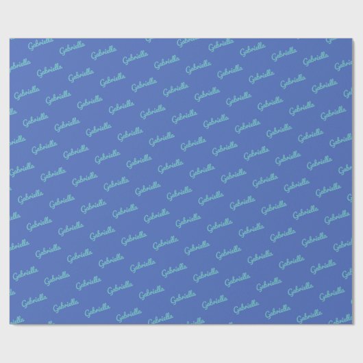Schattigee Modern Blue gepersonaliseerde scriptnaa Cadeaupapier (Vlak)