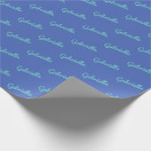 Schattigee Modern Blue gepersonaliseerde scriptnaa Cadeaupapier (Hoek)