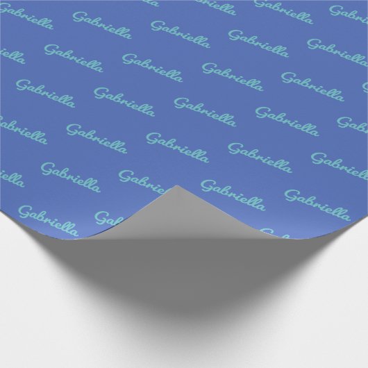 Schattigee Modern Blue gepersonaliseerde scriptnaa Cadeaupapier (Hoek)