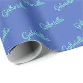 Schattigee Modern Blue gepersonaliseerde scriptnaa Cadeaupapier (Rol Hoek)