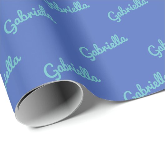 Schattigee Modern Blue gepersonaliseerde scriptnaa Cadeaupapier (Rol Hoek)