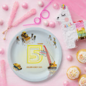 Schattigee Modern Construction Truck Theme Paper B Papieren Bordje (Feest)