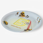 Schattigee Modern Construction Truck Theme Paper B Papieren Bordje (Gekanteld)