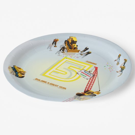 Schattigee Modern Construction Truck Theme Paper B Papieren Bordje (Gekanteld)