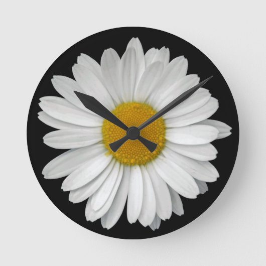 Schattigee Modern Eenvoudige Daisy Flower Ronde Klok (Voorkant)