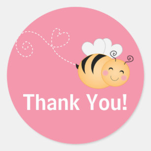 Schattigee Modern Honey Bee Baby shower Invitation Ronde Sticker