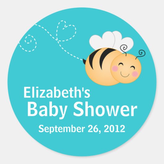 Schattigee Modern Honey Bee Baby shower Invitation Ronde Sticker (Voorkant)