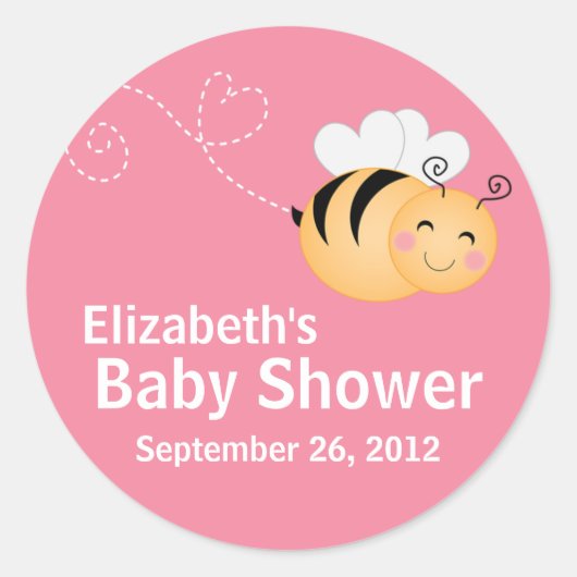 Schattigee Modern Honey Bee Baby shower Invitation Ronde Sticker (Voorkant)