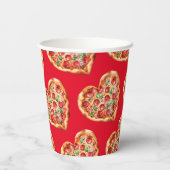 Schattigee Modern Red Heart Shaped Pizza Papieren Bekers (Achterkant)
