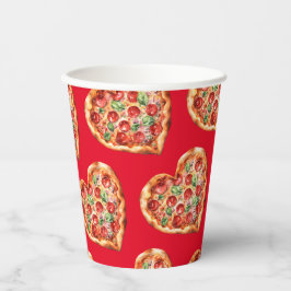 Schattigee Modern Red Heart Shaped Pizza Papieren Bekers