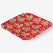 Schattigee Modern RedHeart Shaped Pizza Papieren Bordje (Gebogen)