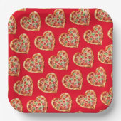 Schattigee Modern RedHeart Shaped Pizza Papieren Bordje (Voorkant)