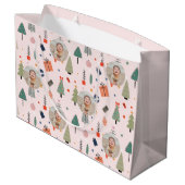 Schattigee Modern Roze Grappige Kerst Foto Groot Cadeauzakje (Achterkant Gekanteld)