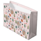 Schattigee Modern Roze Grappige Kerst Foto Groot Cadeauzakje (Voorkant Gekanteld)