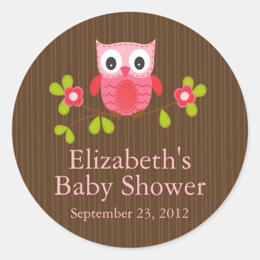 Schattigee Modern Uil Baby shower Vierkante Sticke Ronde Sticker (Voorkant)