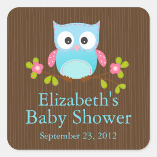 Schattigee Modern Uil Baby shower Vierkante Sticke Vierkante Sticker